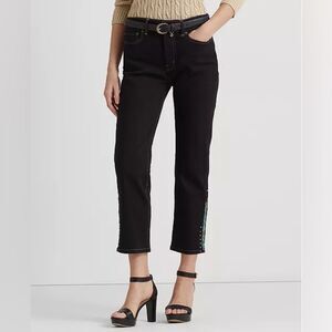 LAUREN Ralph Lauren High-Rise Skinny Ankle Embellished Women Jeans  |  Size: 12